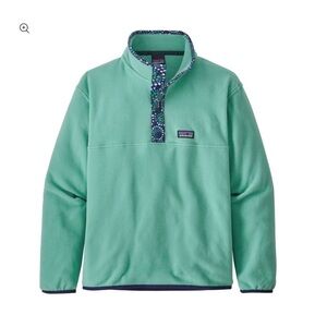 Patagonia Micro D Snap-T Fleece Pullover girls Sz XXL 16-18 Aqua blue green